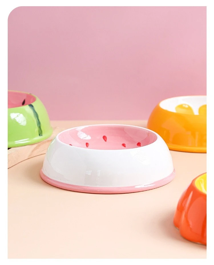 Fruit-Themed Ceramic Pet Bowl – Anti-Tip Food & Water Feeder in Watermelon, Strawberry & More
