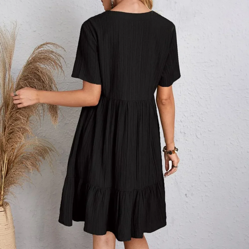 Plus Size Belted V-Neck Short Sleeve Summer Dress – European Casual Short Sleeve Elegant Maxi for Stylish Curvy Women