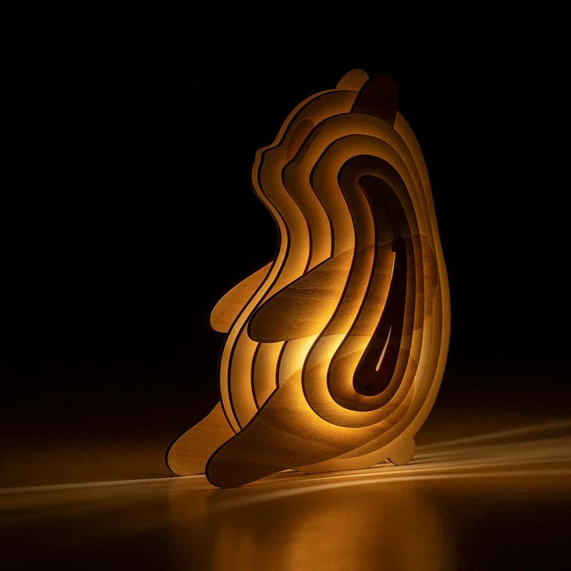 Wooden 3D Animal Lamp – Interactive DIY Night Light