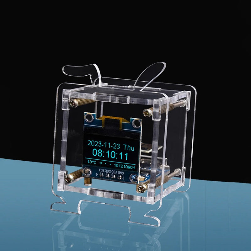 Mini Electronic Clock DIY Kit – 0.96" OLED Display with WiFi and Fun Soldering Assembly for Creative Tech Enthusiasts
