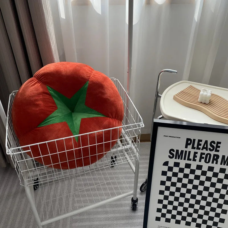 Tomato-Shaped Cushion – Thickened Round Pillow for Window Seat or Bedroom with a Fun Vegetable Design