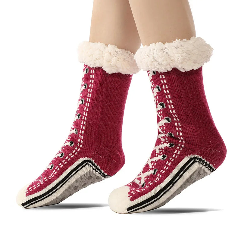 Non-Slip Fluffy Thermal Socks – Plush Home Socks for Women, Cozy Floor Gripper Slippers for Winter Comfort