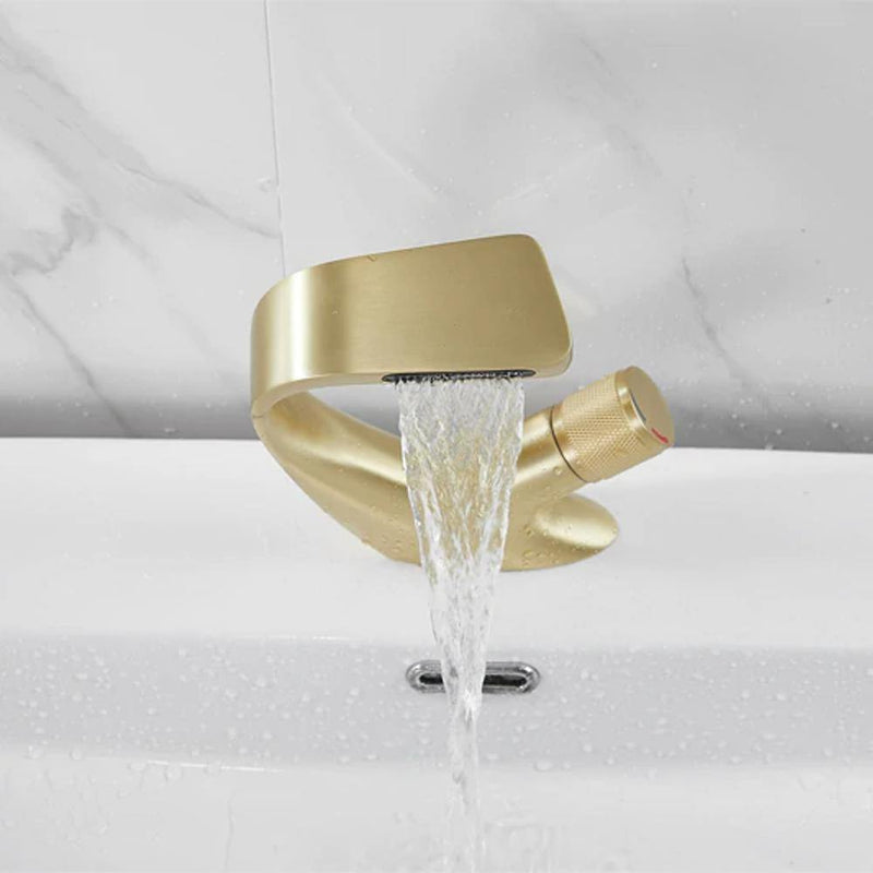 Bathroom Sink Faucet Mixer Crane Deck Mounted Single Hole