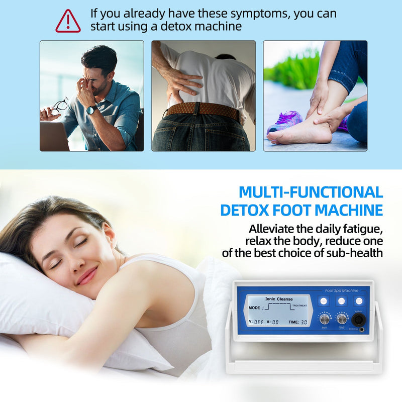 2024 Popular Ionic Foot Bath Detox Machine,  3 in1 Detox Foot SPA System with Wrist Strap, Far Infrared Waistbelt, Array and 2 Pads (Blue)