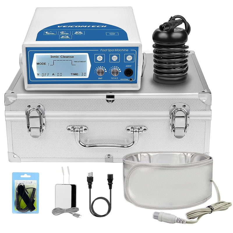 2024 Upgrade Ionic Foot Bath Detox Machine,  3 in1 Detox Foot SPA System with Wrist Strap, Far Infrared Waistbelt, Array and 2 Pads (Blue)