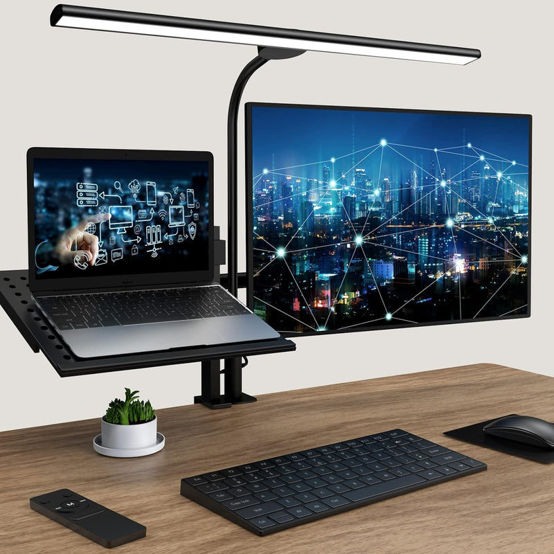 Double Single Head LED Architect Desk Lamp with Remote – 18W Eye-Caring Task Light with 3 Modes & 6 Brightness Levels for Office, Workbench & Study