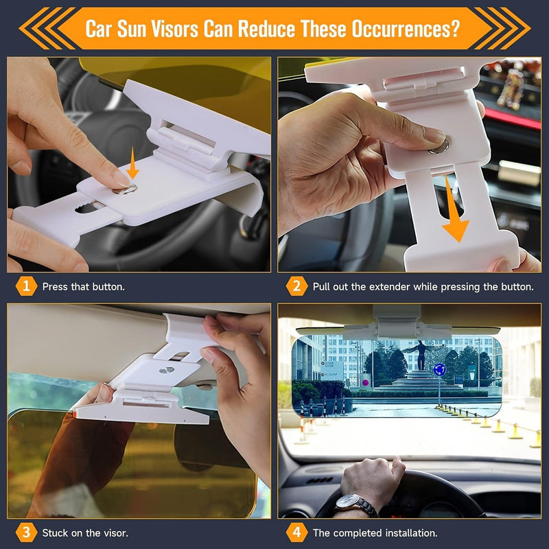 2-in-1 Car Visor, Day And Night Anti-Glare Visor, Automobile Sun Anti-UV Block Visor, Non Glare Anti-Dazzle Sunshade Mirror Goggles Shield For Driving