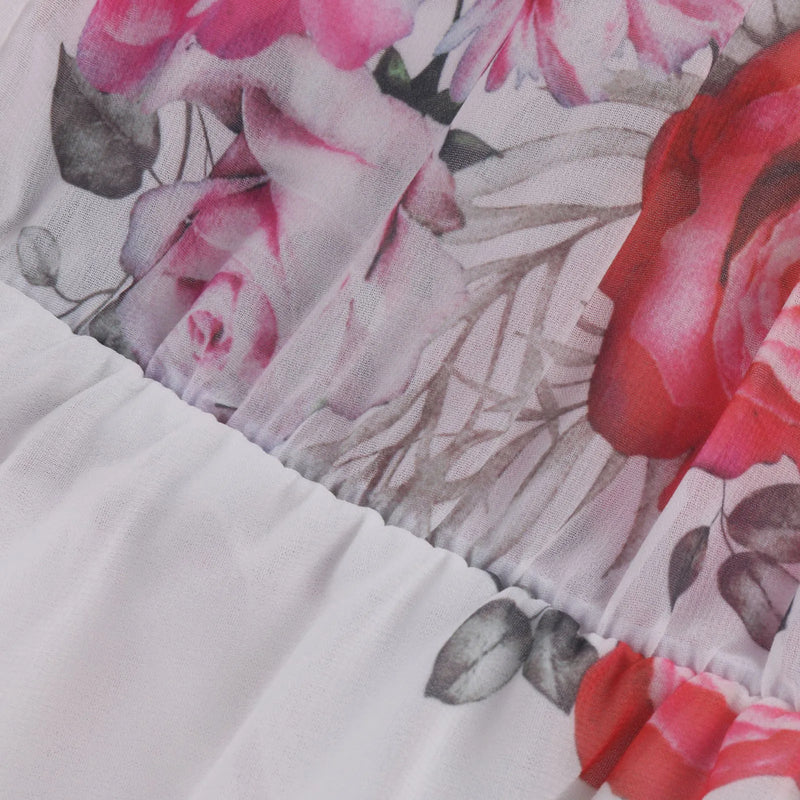 Ruffled Chiffon Summer Dress – Flower Printed, Shoulder Strap Style with European-Inspired Sexy Vibes for 2024 Chic