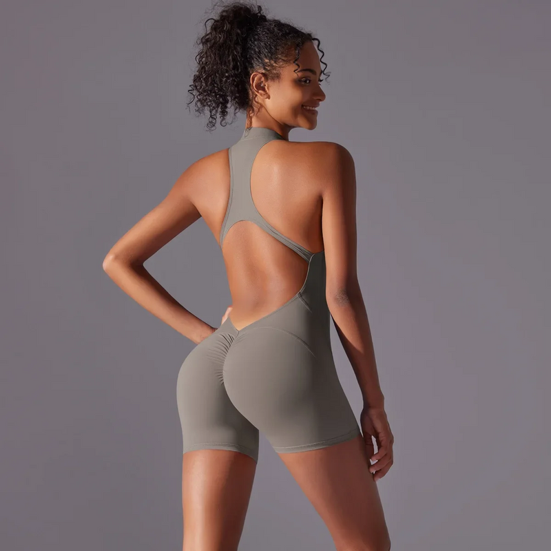 Seamless Yoga Jumpsuit – Sculpting One-Piece Fitness Wear with Hip-Lifting, Beauty Back Design, and a Barely-There Nude Feel Fit