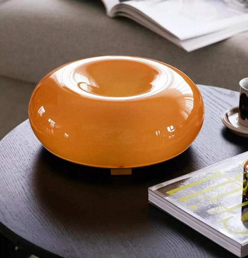 Minimalist Donut Glass Desk Lamp – French Cream-Style Touch Switch Atmosphere Light