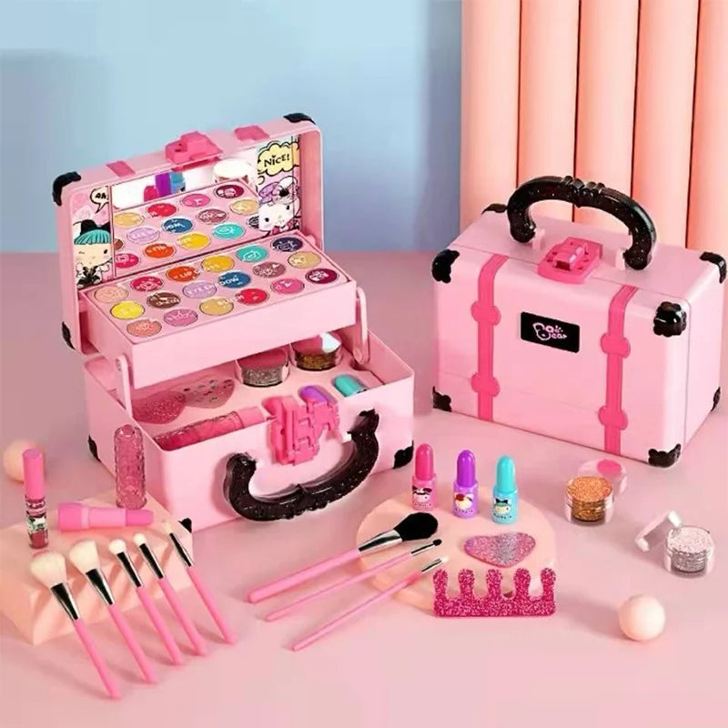 Children’s Makeup Pretend Play Set – Safe Non-Toxic Princess Cosmetic Box Toy with Lipstick, Eyeshadow, and Imaginative Fun