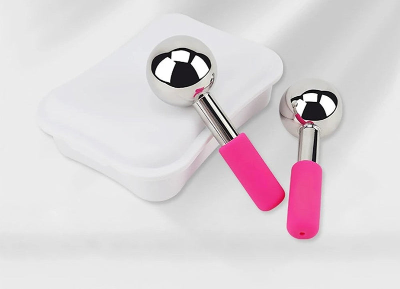 Rose Gold Skin Ice Globes – Cooling Stainless Steel Facial Rollers for Cold Therapy to Reduce Puffiness, Calm Skin, and Tighten Pores