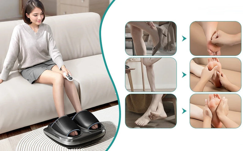 Heated Shiatsu Smart Foot Massager – Deep Kneading, Air Compression & Circulation Boost for Ultimate Relaxation