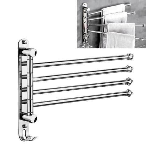 4-Arm Turning Stainless Bar Bathroom Hanger Rack