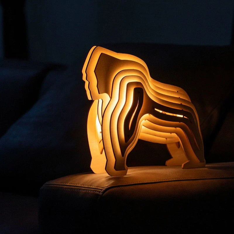 Wooden 3D Animal Lamp – Interactive DIY Night Light