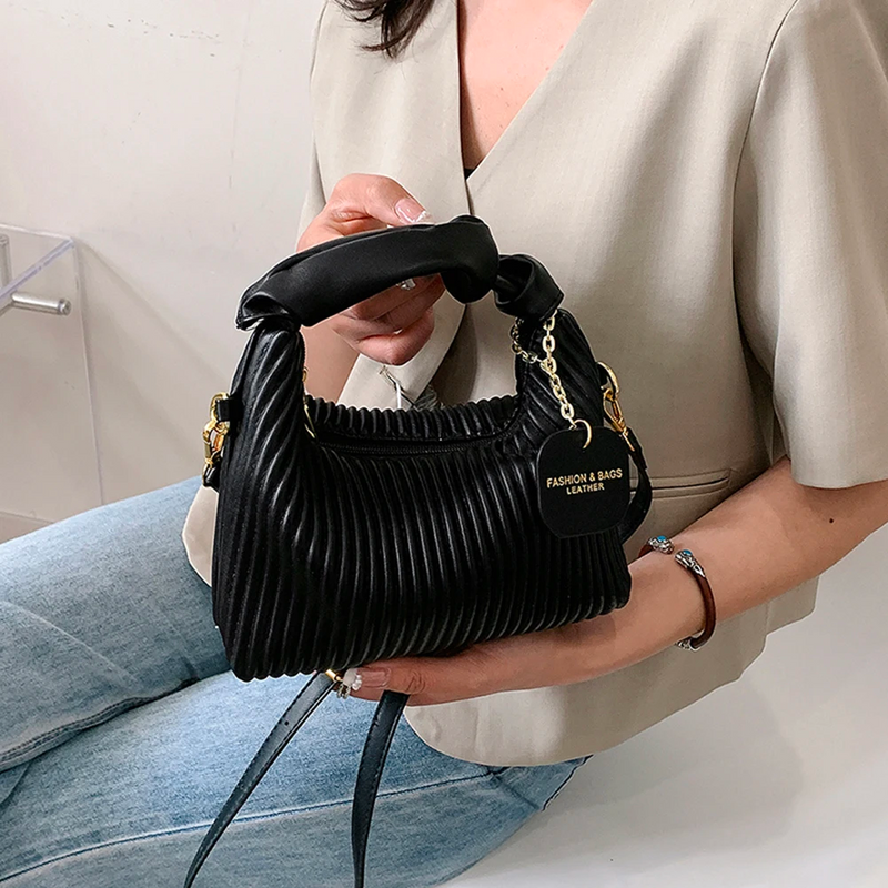 PU Leather Pleated Cloud Crossbody Bag – Small Tote Purse for Chic & Casual Everyday Style