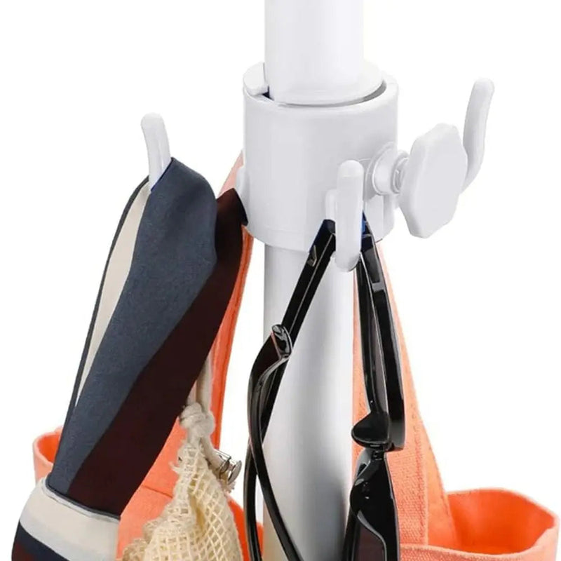 Beach Umbrella Hook with Four Prongs – Multi-Hanger Rack for Towels, Bags, Hats, Sunglasses on Outdoor Camping Trips & Vacations