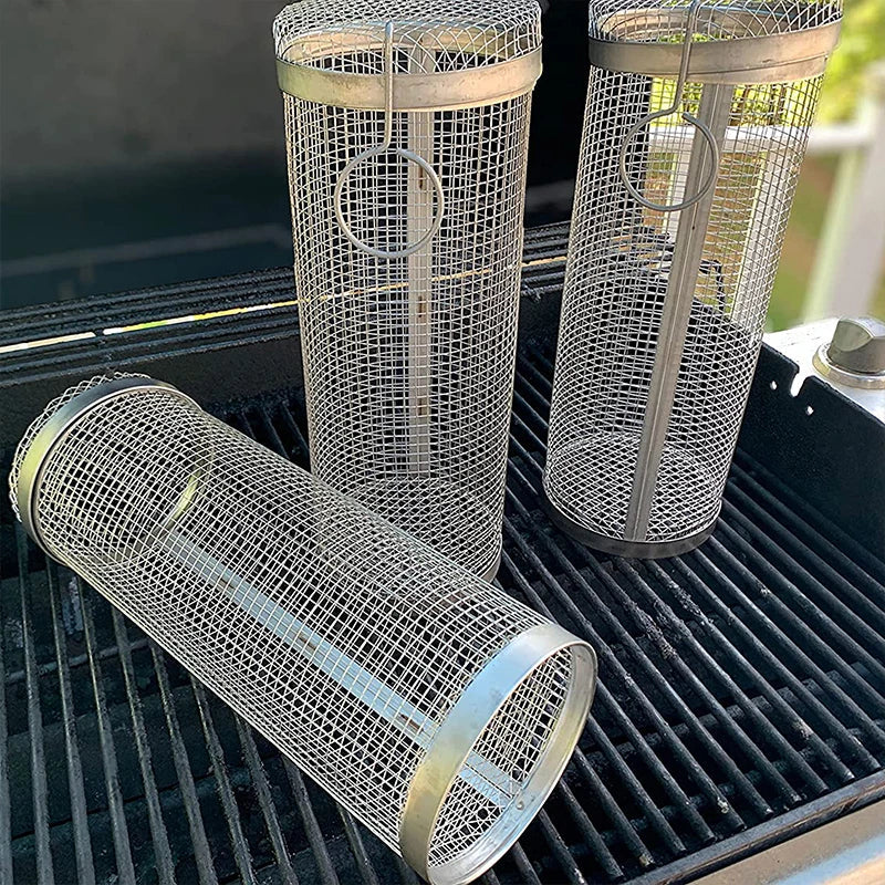 Stainless Steel BBQ Grill Basket – Leakproof, Easy-Clean Must-Have for Camping, Picnics & Outdoor Grilling Fun
