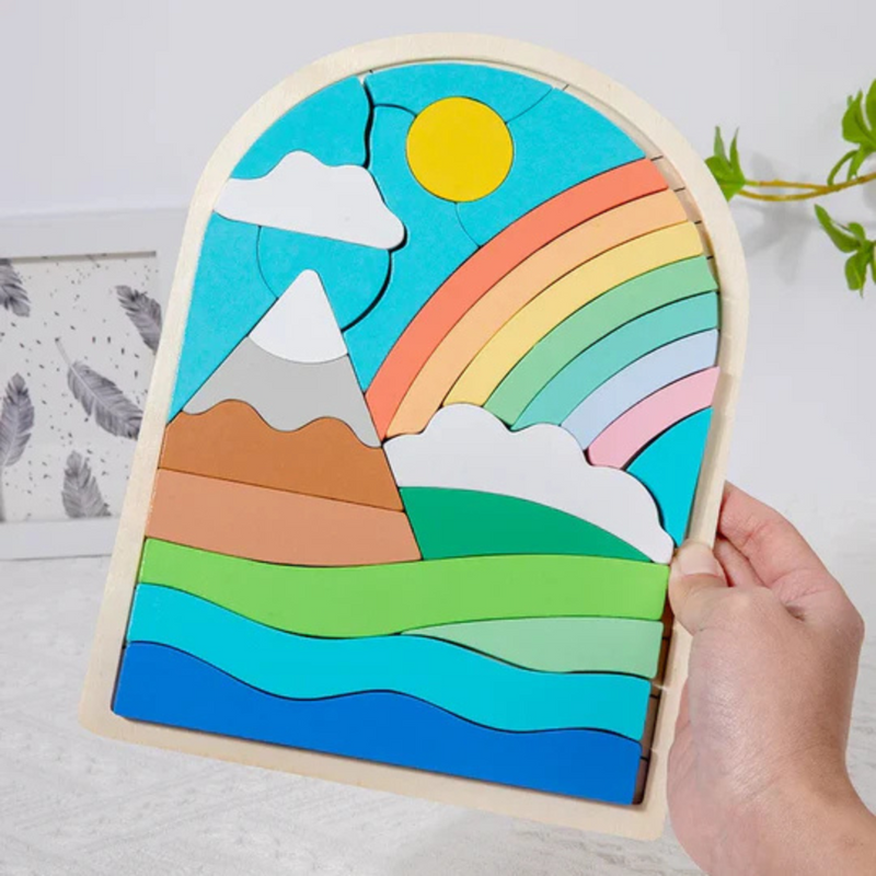 Woody Puzzle blocks | Rainbow cubes magic for children