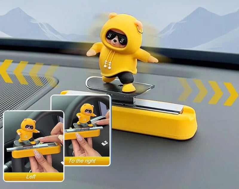 Cute Bear Skateboard Car Ornament – Parking Number Plate with Magnetic Fun Design