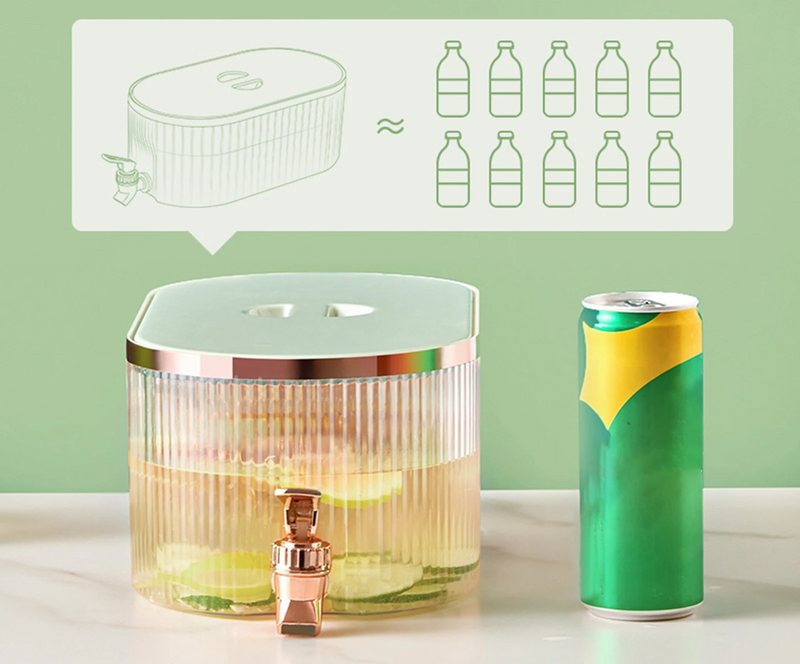 Cold Beverage Dispenser Jug – Large Refrigerator Kettle with Faucet for Lemonade, Tea, and Home Drinks