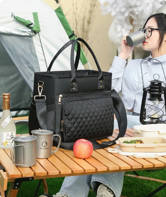 Chic Large-Capacity Lunch Tote Bag – Insulated & Waterproof for Work, Travel, Picnics & Mommy Essentials