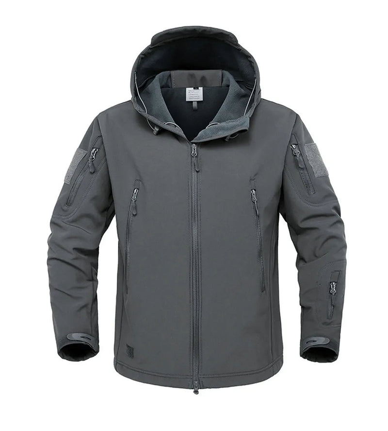 Tactical Military Shark Skin Jacket – Waterproof Softshell Combat Bomber Coat with Hood for Outdoor, Hiking, or Army Gear