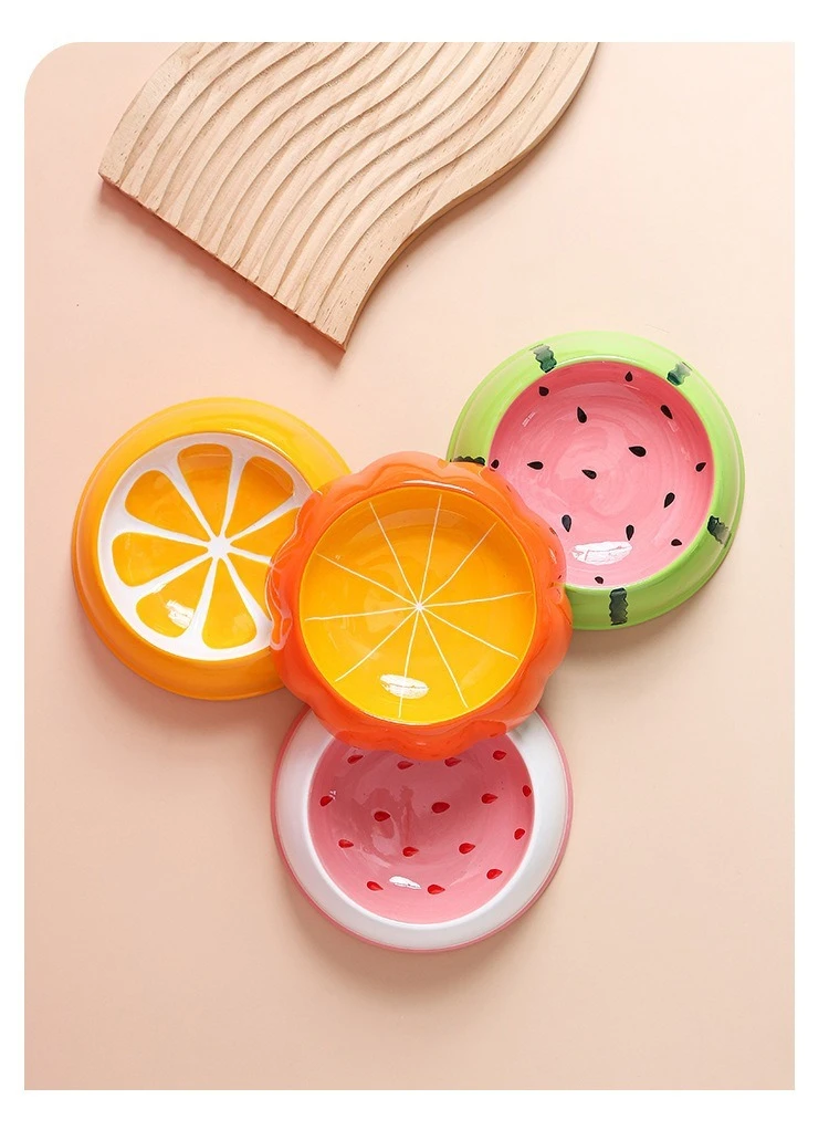 Fruit-Themed Ceramic Pet Bowl – Anti-Tip Food & Water Feeder in Watermelon, Strawberry & More