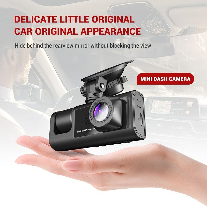 3 Channel Dash Cam Front And Rear Inside, 1080P Dash IR Night Vision, Loop Recording Car DVR Camera With 2 Inch IPS Screen 3 Cameras Car Dashcam