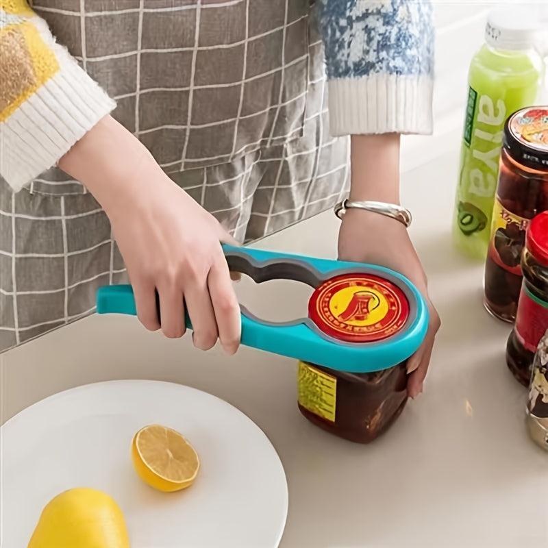 1pc Multi Function Jar Cap Can Bottle Opener, Non-slip Manual Opener, 4 In 1 Opener