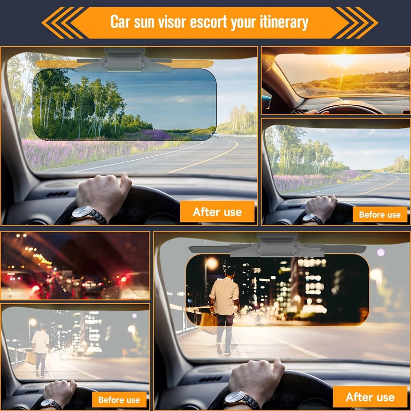2-in-1 Car Visor, Day And Night Anti-Glare Visor, Automobile Sun Anti-UV Block Visor, Non Glare Anti-Dazzle Sunshade Mirror Goggles Shield For Driving