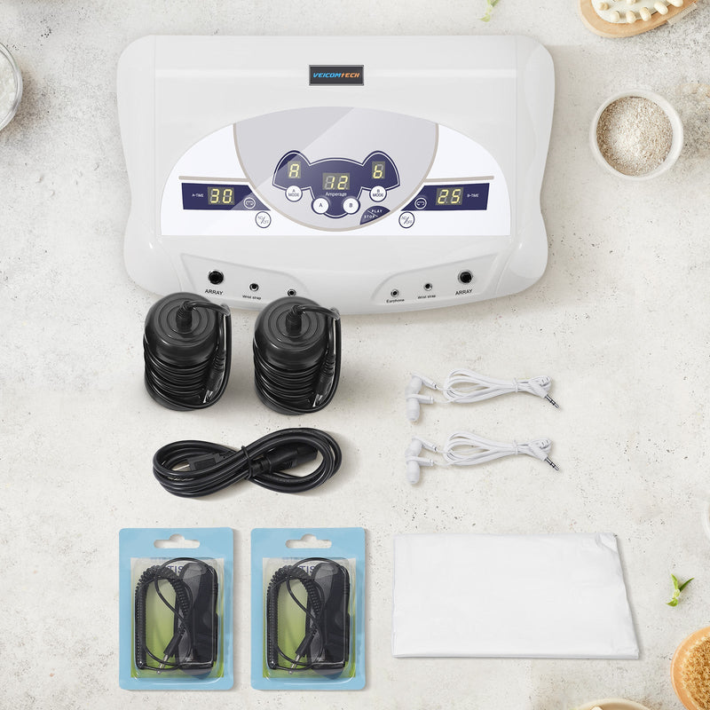 2024 Ionic Foot Bath Detox Machine, Foot Detox Mahcine SPA for 2 Users with MP3 Music Player, Including 2 Earphones, 2 Wrist Straps, 2 Arrays, 5 Foot Basin Liners