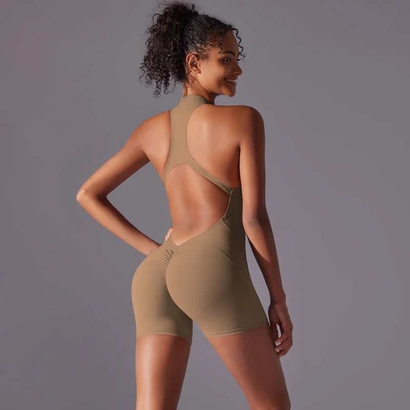 Seamless Yoga Jumpsuit – Sculpting One-Piece Fitness Wear with Hip-Lifting, Beauty Back Design, and a Barely-There Nude Feel Fit