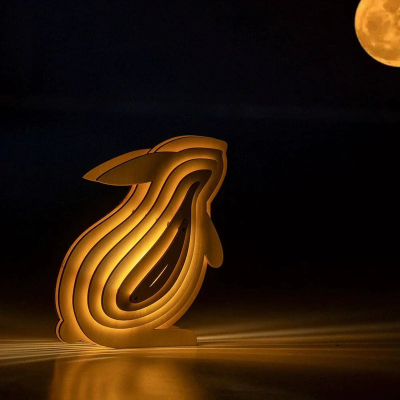Wooden 3D Animal Lamp – Interactive DIY Night Light