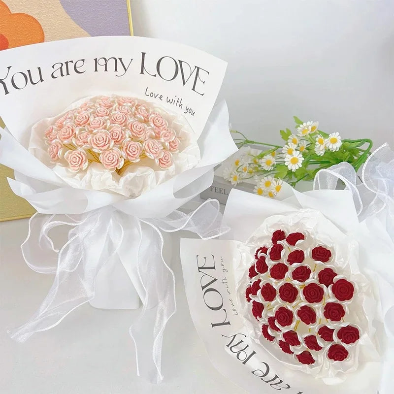 DIY Rose Bouquet Material Bag – 33pcs. Handmade Romantic Valentine’s Gift That Lasts Forever for Your Girlfriend or Loved One
