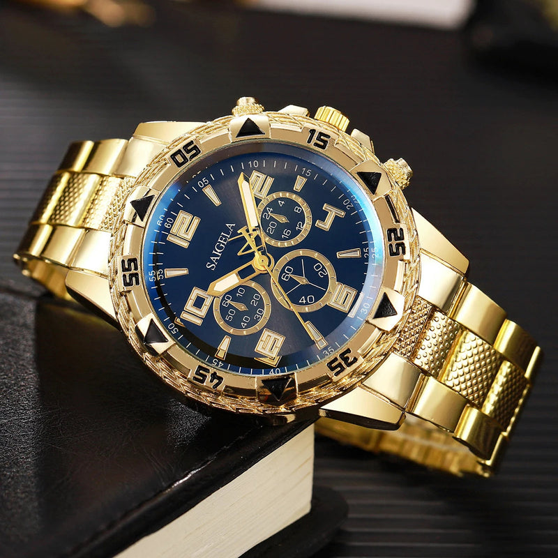 Set of Two Men’s Business Watches – Elegant Steel Band with Arabic Dial, Quartz Precision without Box