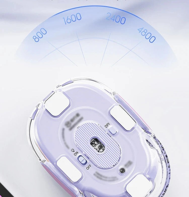 Silent Dual-Mode Wireless Transparent Mouse – Ergonomic, Rechargeable & Ultra-Precise for Office & Gaming