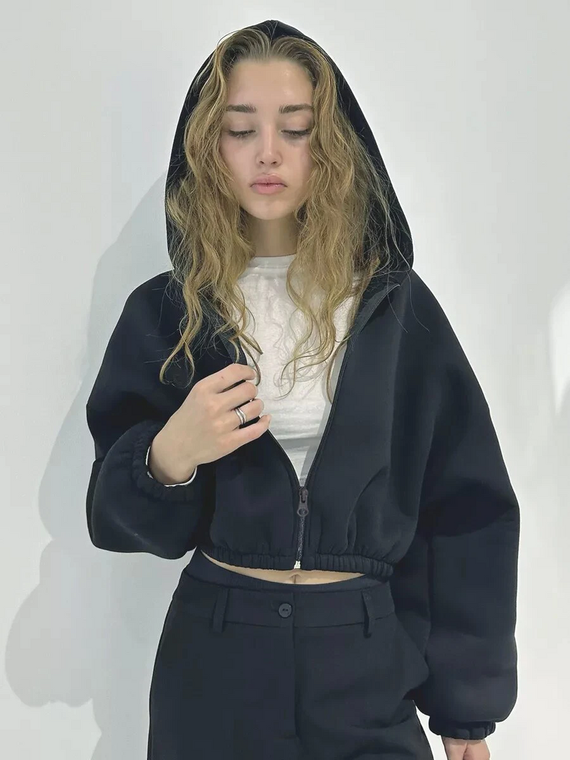 Trendy Y2K Cropped Hoodie Jacket – Zip-Up Loose-Fit Sweatshirt for Fall Street-Style Vibes