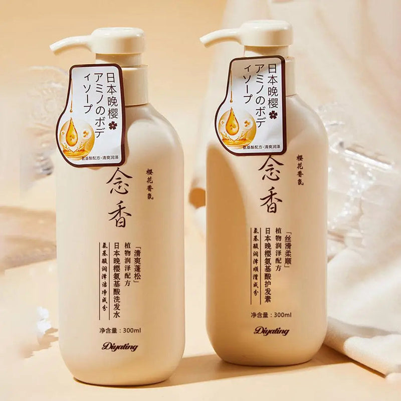 Japanese Fragrant Amino Acid Shampoo & Conditioner – 300ml Luxurious Night Repair Hair Set and Bath Lotion for Silky, Nourished Hair