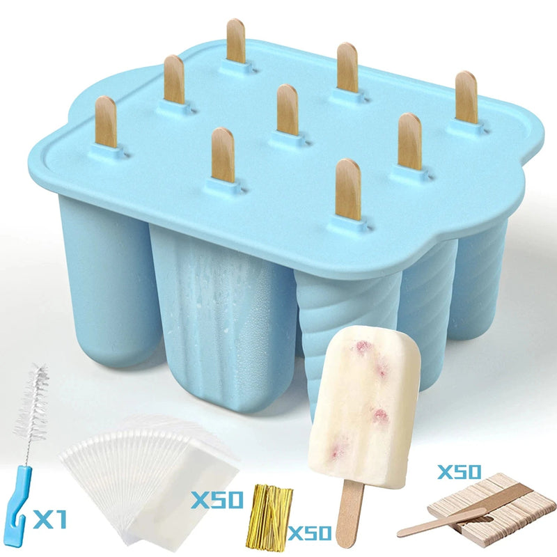 Summer Silicone Popsicle Molds with Wooden Sticks – DIY Ice Cream Kitchen Tool for Kids' Cool Snacks