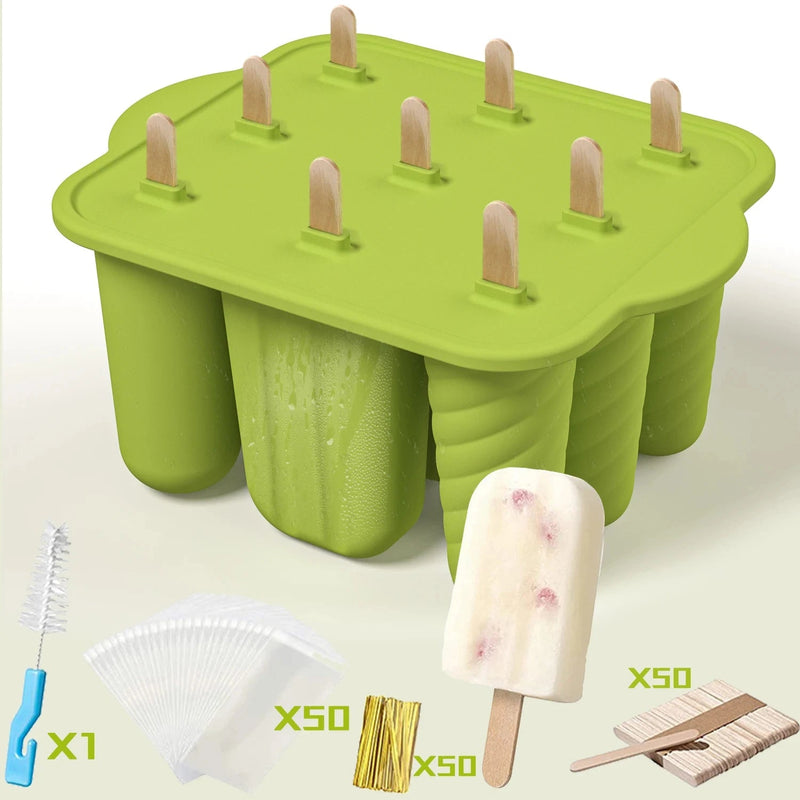 Summer Silicone Popsicle Molds with Wooden Sticks – DIY Ice Cream Kitchen Tool for Kids' Cool Snacks