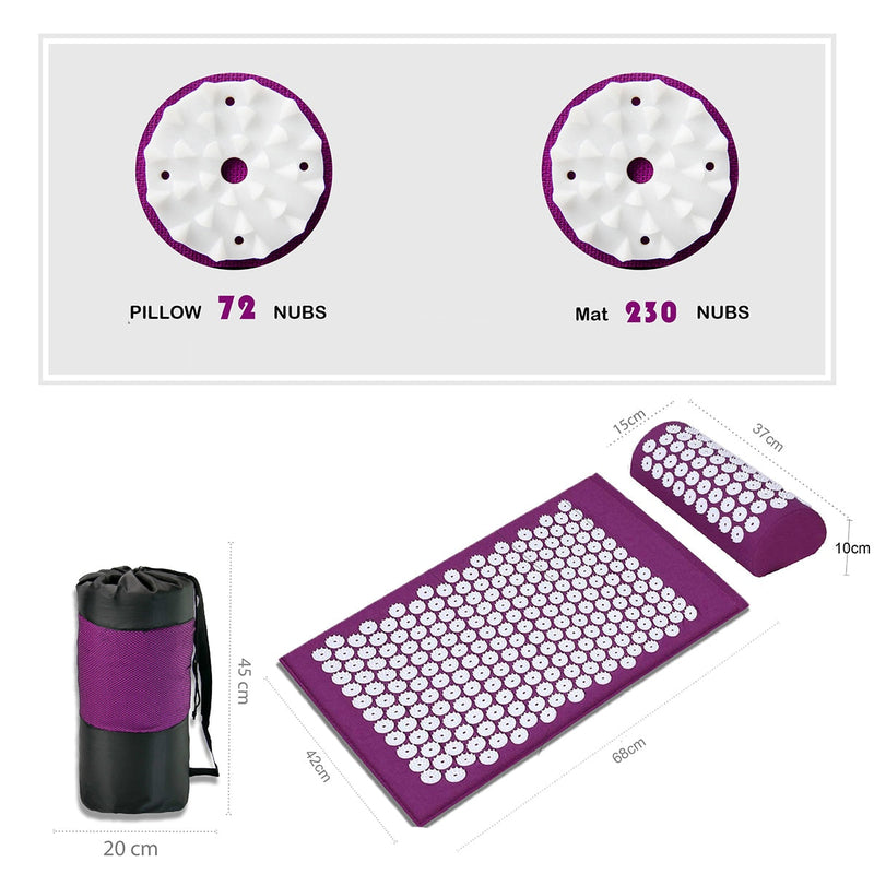 Acupressure Mat Massage Relieve Stress Back Body Pain Spike Cushion Yoga  Acupressure Massage Cushion Mats