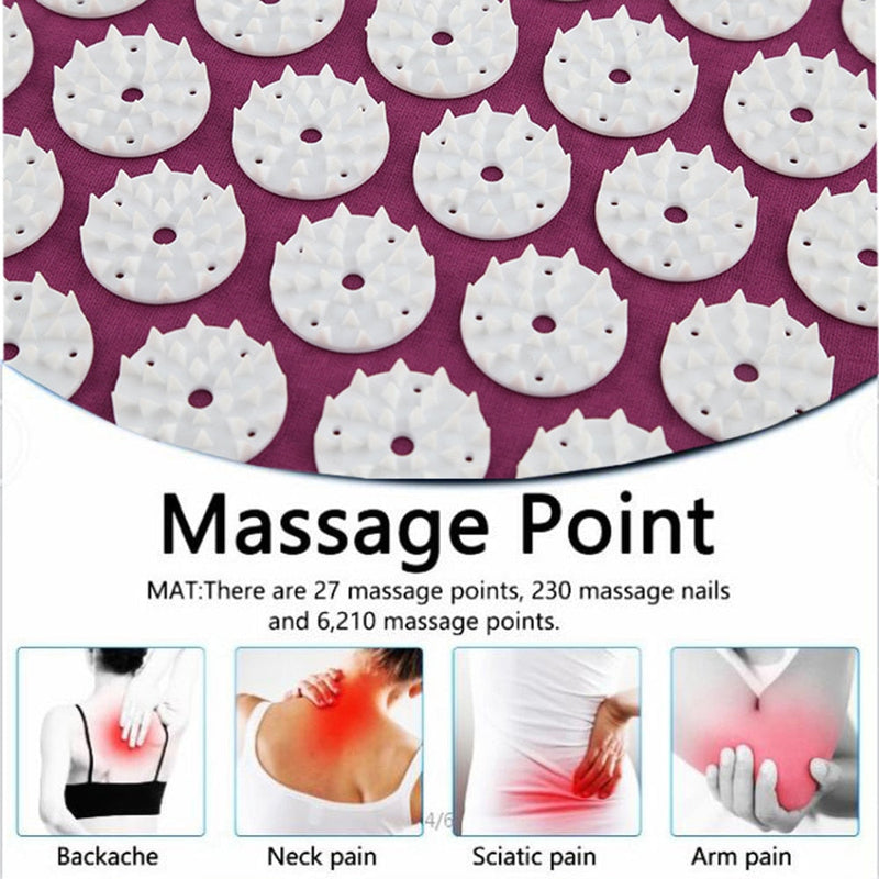 Acupressure Mat Massage Relieve Stress Back Body Pain Spike Cushion Yoga  Acupressure Massage Cushion Mats