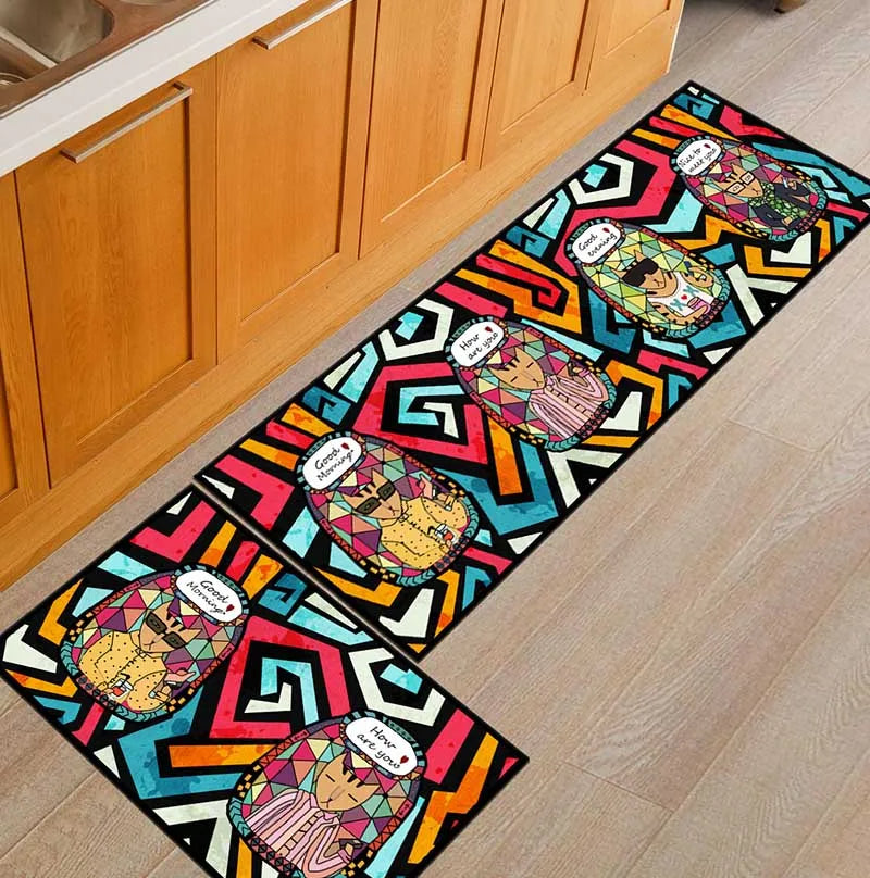 Modern Anti-Slip Kitchen Floor Mat – Geometric Print Area Rug for Bathroom, Balcony, Hallway, and Living Spaces