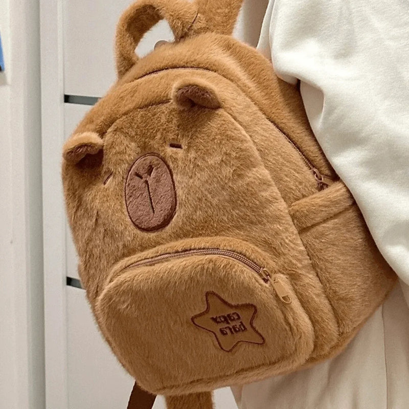 Capybara Plush Backpack – Adorable Kawaii Shoulder Bag Doubles as a Plushie Gift for Kids and Girlfriend’s Everyday Delight