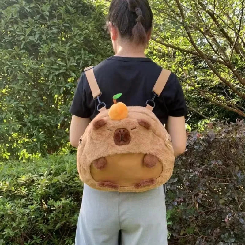 Capybara Plush Backpack – Adorable Kawaii Shoulder Bag Doubles as a Plushie Gift for Kids and Girlfriend’s Everyday Delight