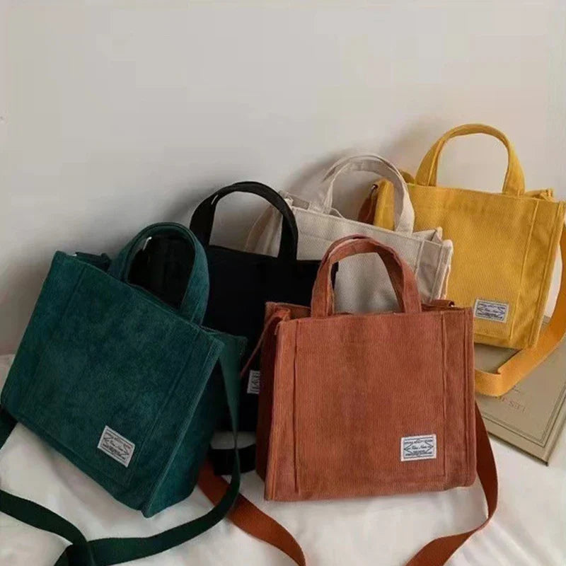 Corduroy Small Square Shoulder Bag – Trendy Women’s Large-Capacity Handbag, Ideal for Students, Shopping, Work & Travel