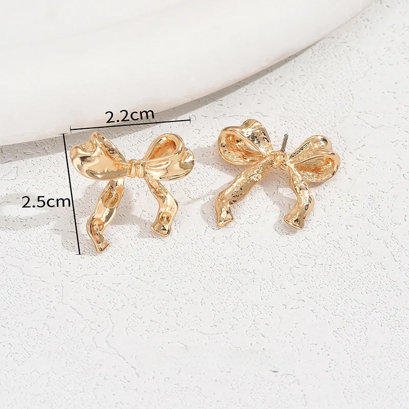Dainty Bowknot Pearl Stud Earrings – Classic Gold & Silver Daily Wear Jewelry for Elegant Women