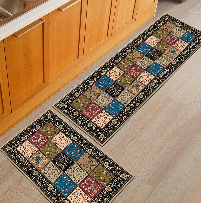 Modern Anti-Slip Kitchen Floor Mat – Geometric Print Area Rug for Bathroom, Balcony, Hallway, and Living Spaces