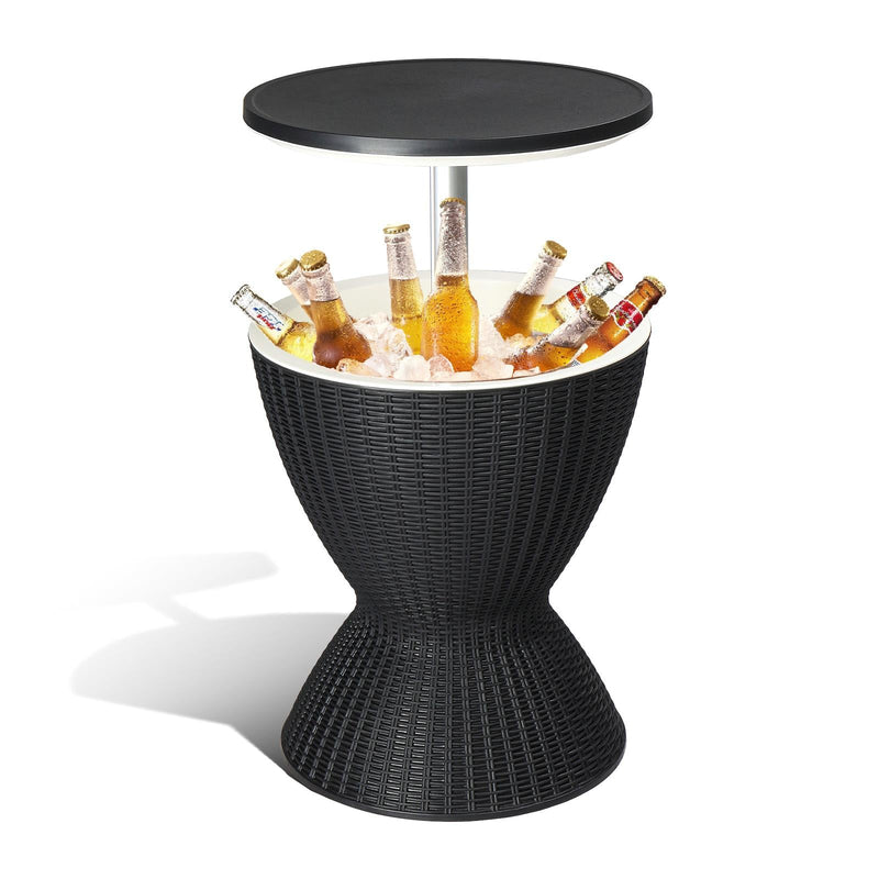 Outdoor Side Table with Cooler – 8-Gallon Beer & Wine Ice Bar for Poolside & Patio Entertainment